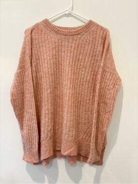 Abercrombie & Fitch Soft Ribbed Crewneck Sweater in Dusty Pink
